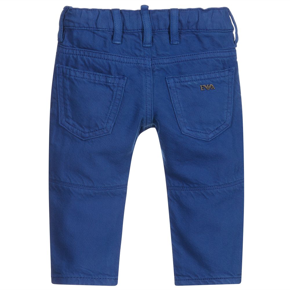 Emporio Armani-Синие хлопковые брюки для мальчиков | Childrensalon Outlet