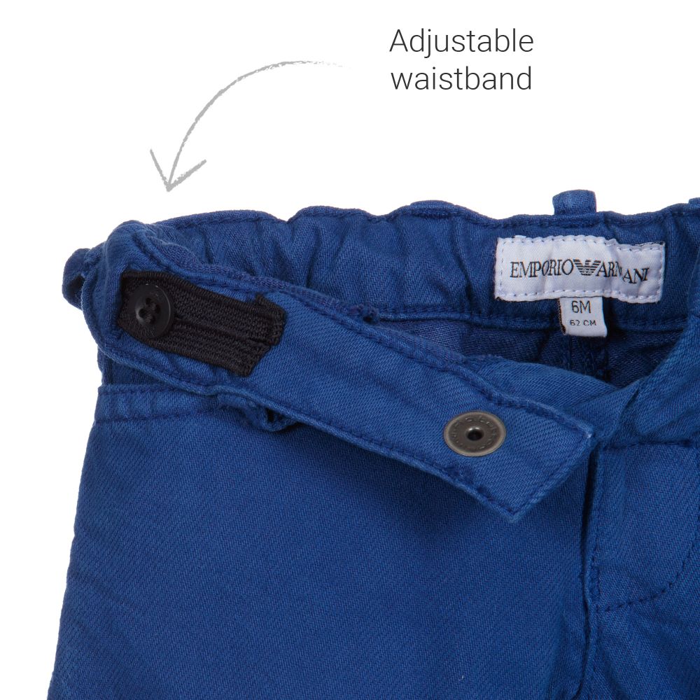 Emporio Armani-Синие хлопковые брюки для мальчиков | Childrensalon Outlet