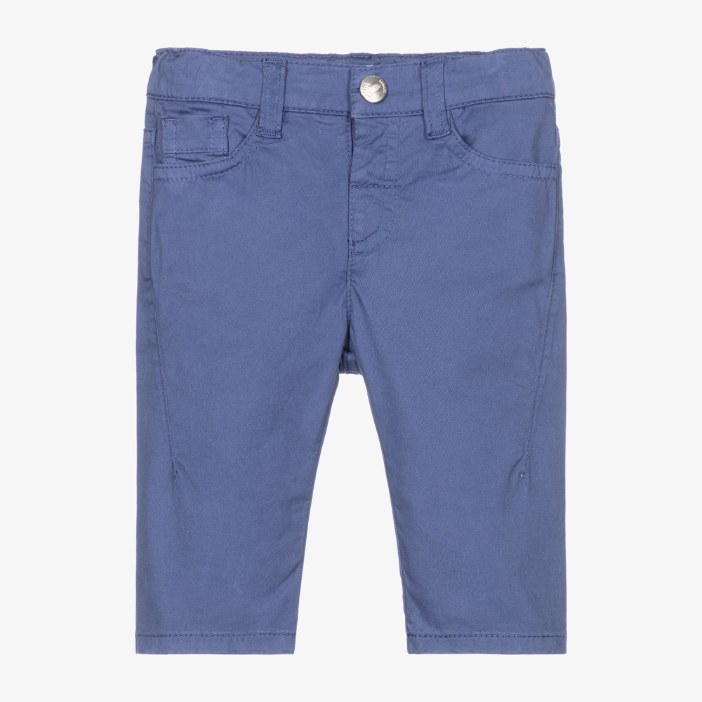 Emporio Armani - Boys Blue Cotton Trousers | Childrensalon
