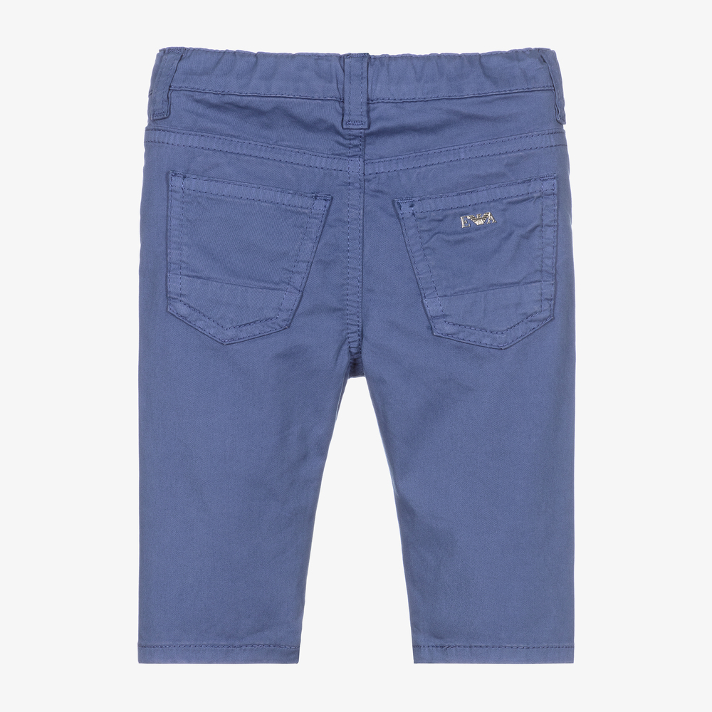 Emporio Armani-Синие хлопковые брюки для мальчиков | Childrensalon Outlet