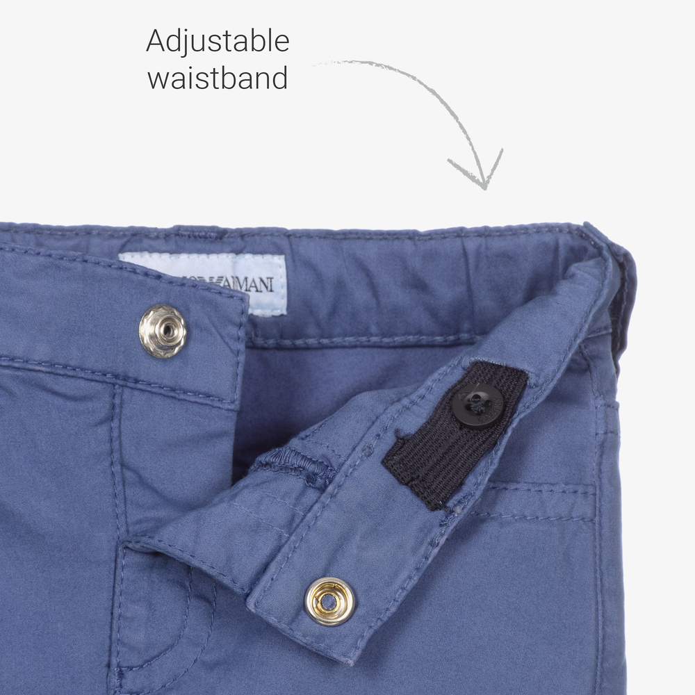 Emporio Armani-Синие хлопковые брюки для мальчиков | Childrensalon Outlet