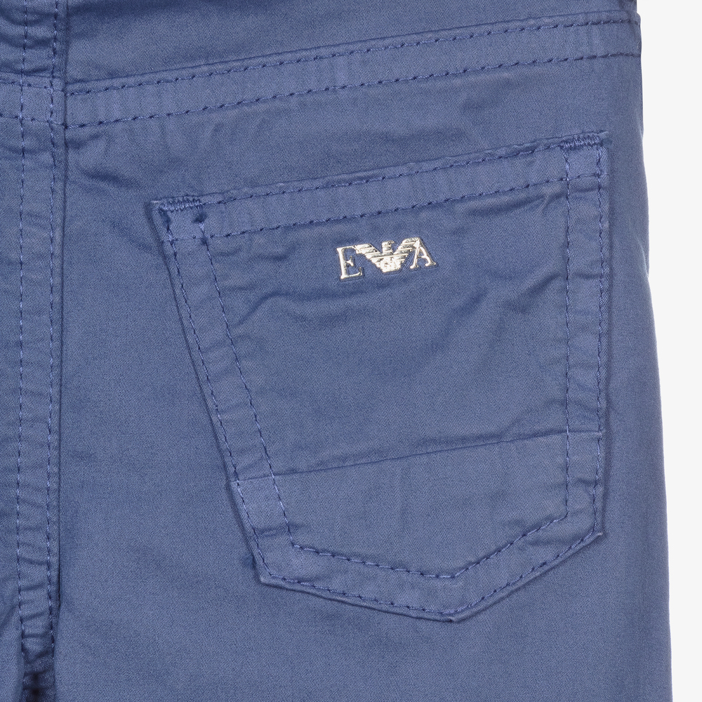 Emporio Armani-Синие хлопковые брюки для мальчиков | Childrensalon Outlet