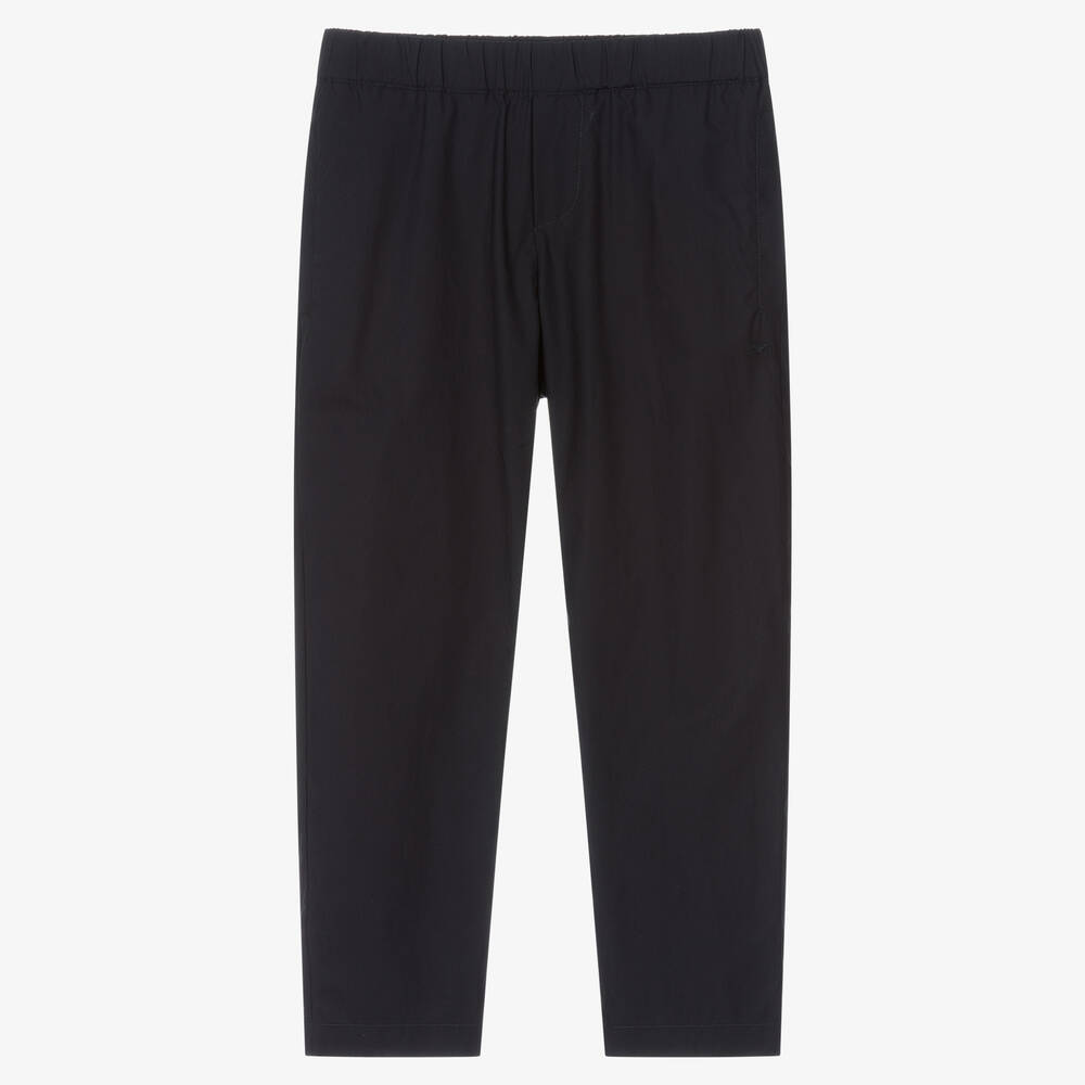 Emporio Armani-بنطلون قطن بوبلين لون كحلي للأولاد | Childrensalon Outlet