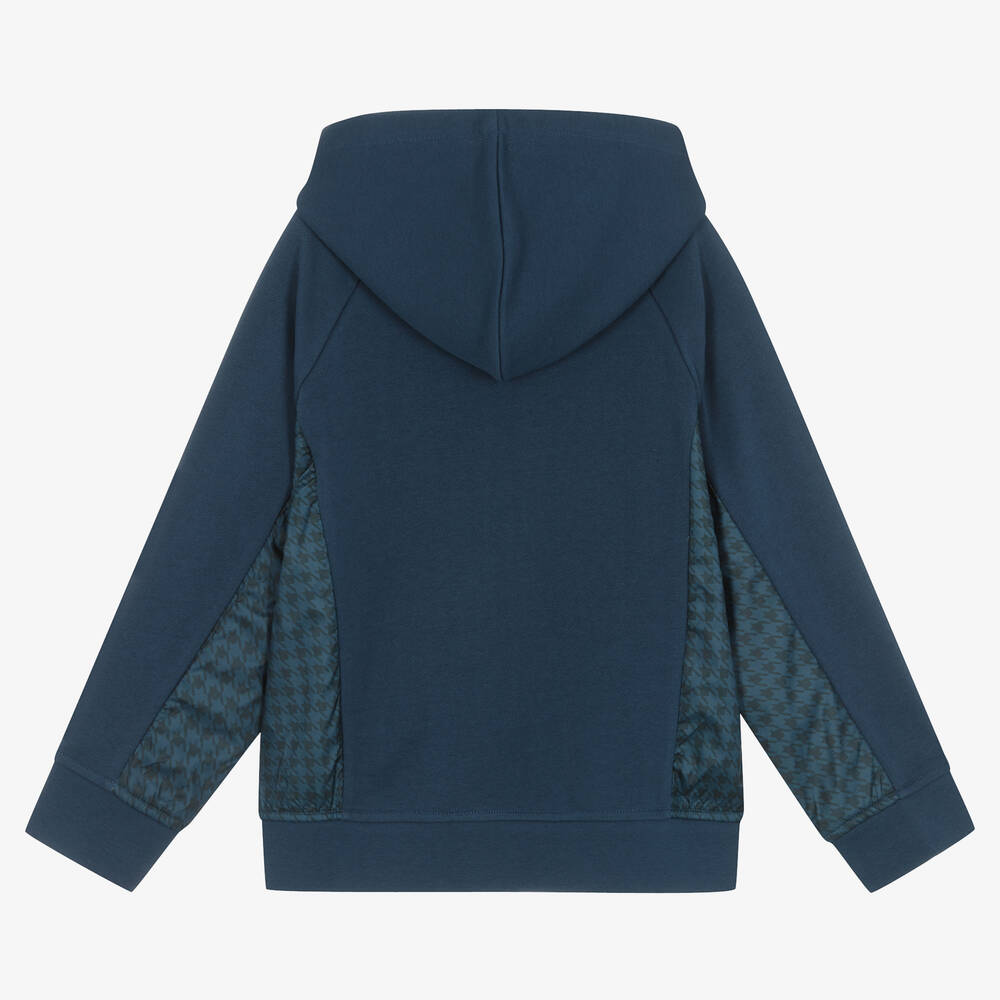 إEmporio Armani-توب هودي بسحّاب قطن لون أزرق للأولاد | Childrensalon Outlet