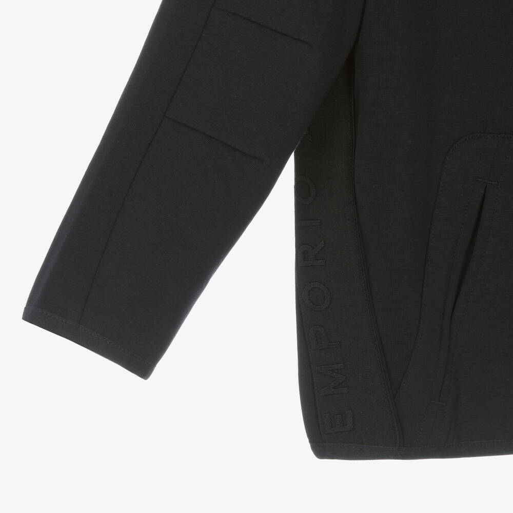 Emporio Armani-Boys Blue Cotton Zip-Up Hoodie | Childrensalon Outlet