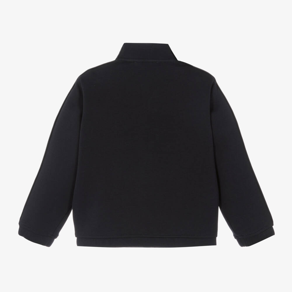 Emporio Armani-Boys Blue Cotton Zip-Up Top | Childrensalon Outlet