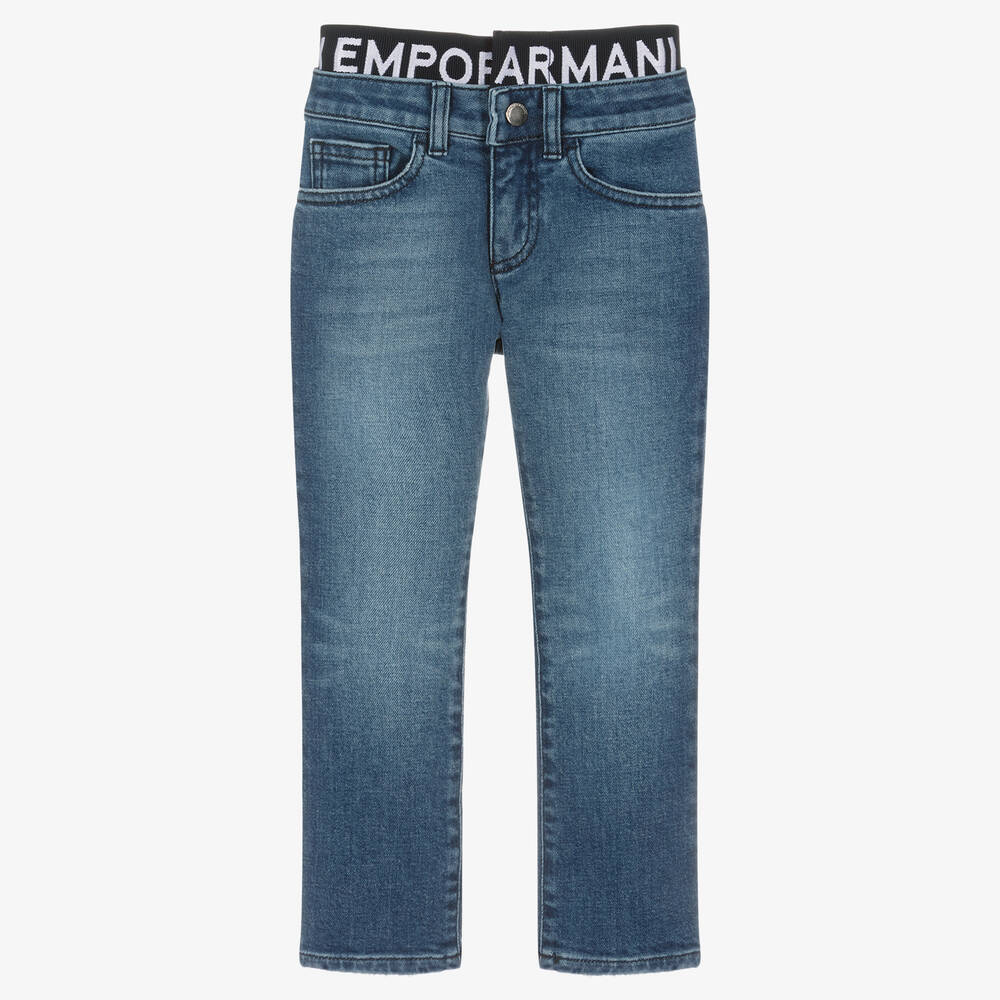 Emporio Armani -  Jean en denim ceinture marquée | Childrensalon