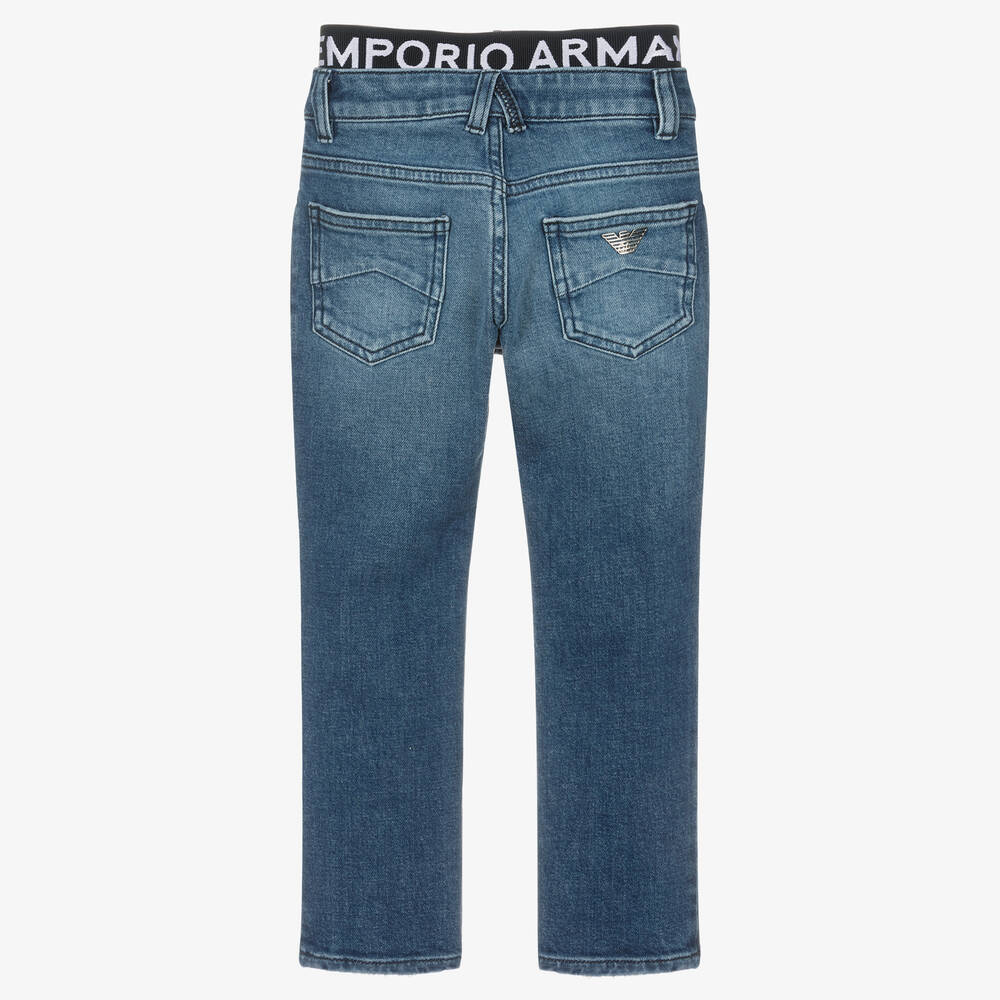 Emporio Armani-Синие джинсы с логотипной лентой на поясе | Childrensalon Outlet