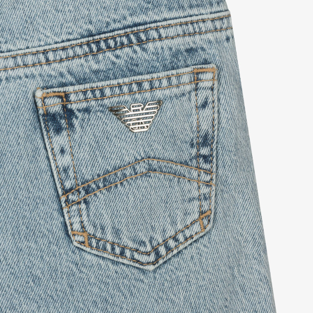 Emporio Armani-Boys Blue Denim Shorts | Childrensalon Outlet