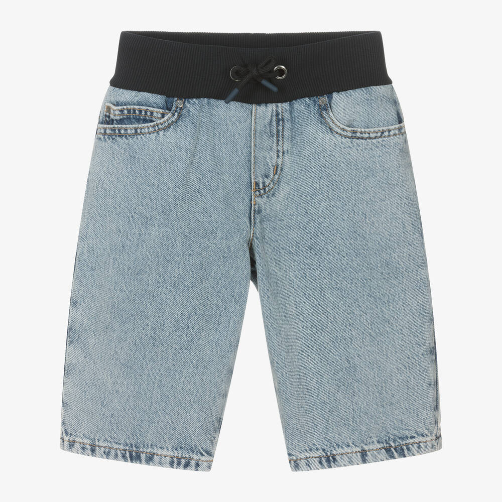 Emporio Armani Boys Blue Denim Shorts Childrensalon Outlet