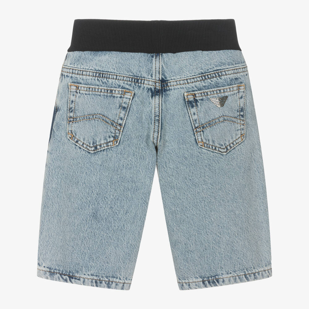 Emporio Armani Boys Blue Denim Shorts