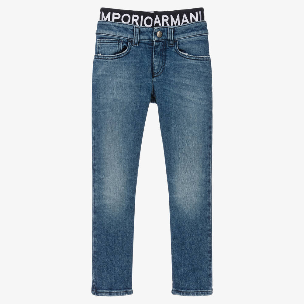 Emporio Armani - Boys Blue Denim Skinny Jeans | Childrensalon