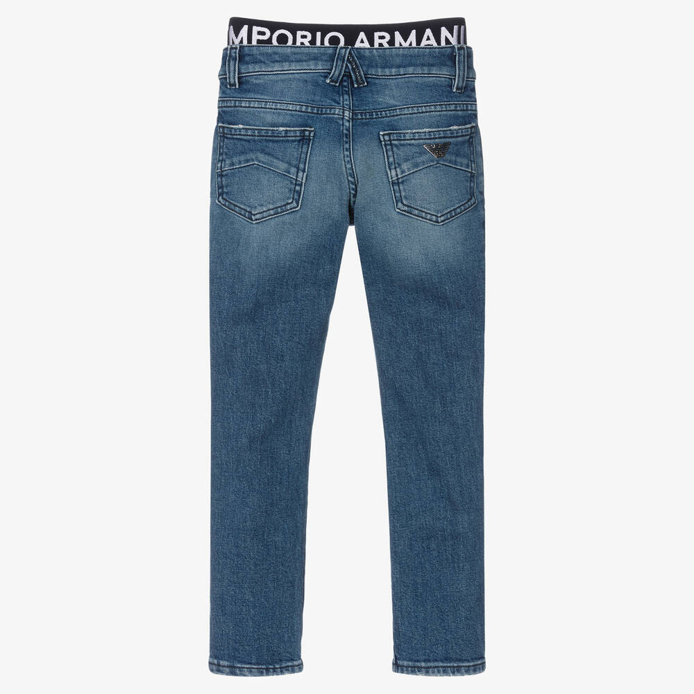 Emporio Armani-Boys Blue Denim Skinny Jeans | Childrensalon Outlet