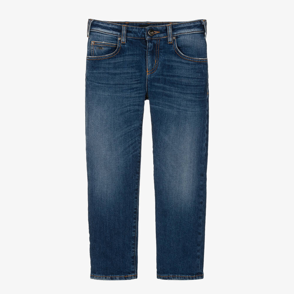 Emporio Armani - Boys Blue Denim Straight Leg Jeans | Childrensalon