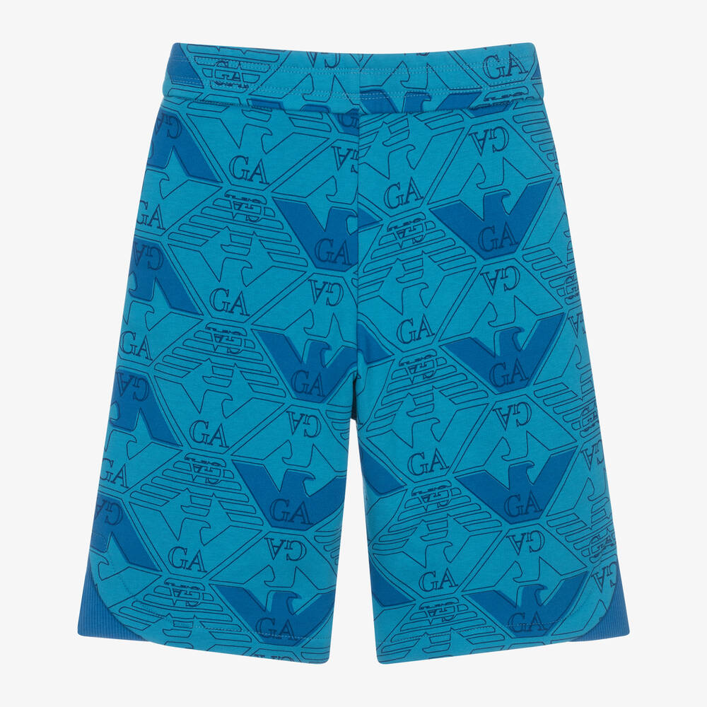 Emporio Armani-Boys Blue Eagle Cotton Shorts | Childrensalon Outlet