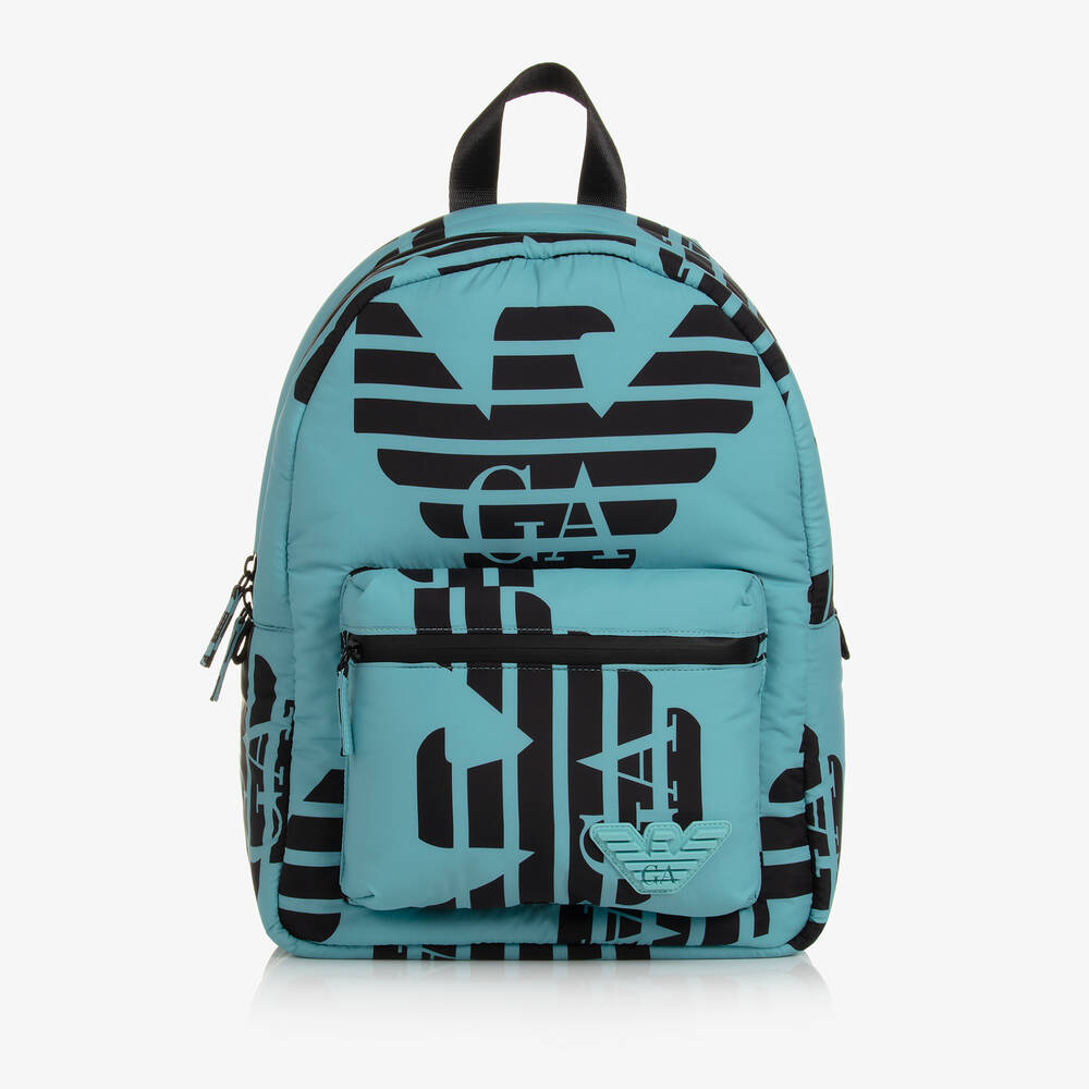 Emporio Armani - Boys Blue Eagle Logo Backpack (36cm) | Childrensalon