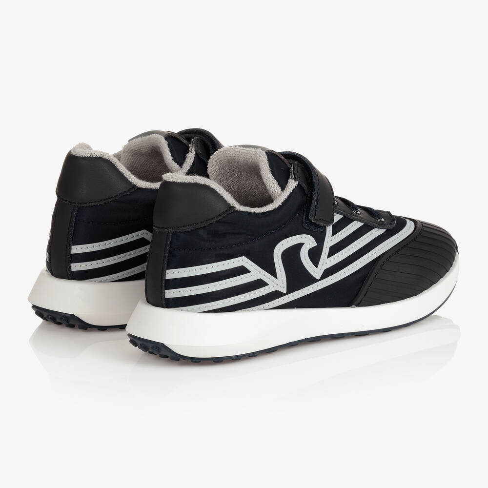 Emporio Armani Boys Blue Eagle Logo Trainers Childrensalon Outlet