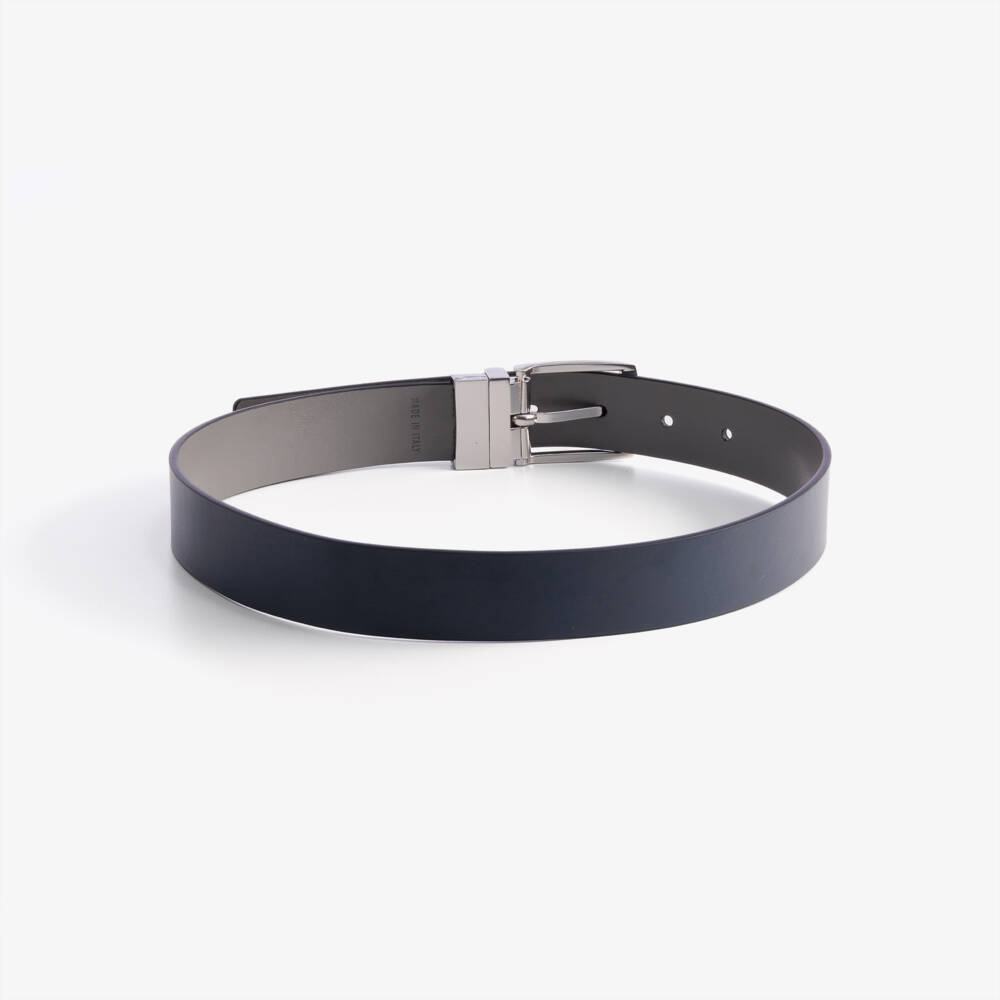 Emporio Armani-Boys Blue & Grey Reversible Faux Leather Belt | Childrensalon Outlet