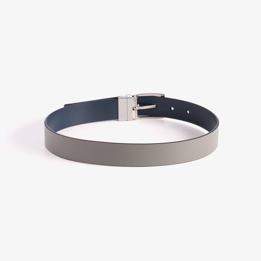 Emporio Armani-Boys Blue & Grey Reversible Faux Leather Belt | Childrensalon Outlet