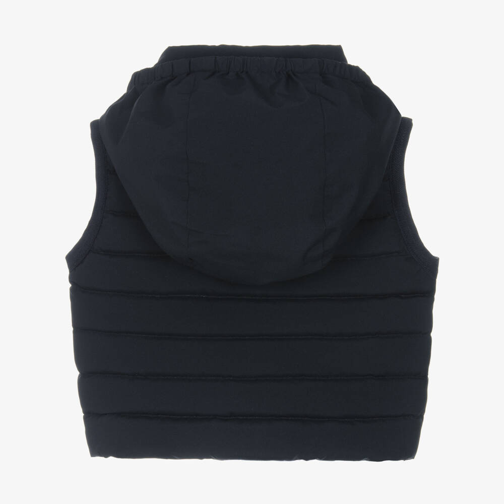 Emporio Armani-Boys Blue Hooded Down Gilet | Childrensalon Outlet