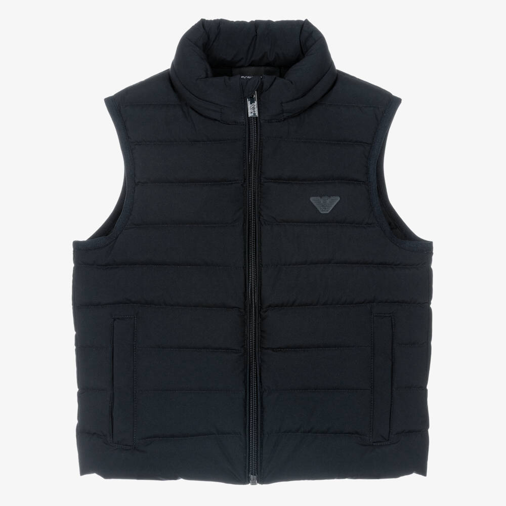 Emporio Armani-سترة مبطنة بغطاء رأس للأولاد بلون كحلي | Childrensalon Outlet