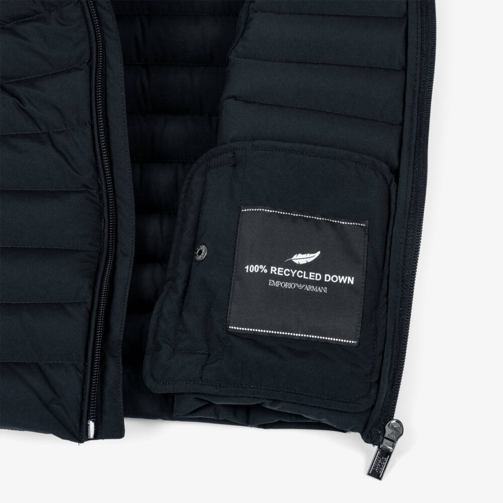 Emporio Armani-سترة مبطنة بغطاء رأس للأولاد بلون كحلي | Childrensalon Outlet