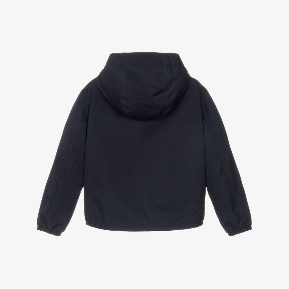 Emporio Armani-جاكيت تويل أزرق بغطاء للرأس للأولاد | Childrensalon Outlet