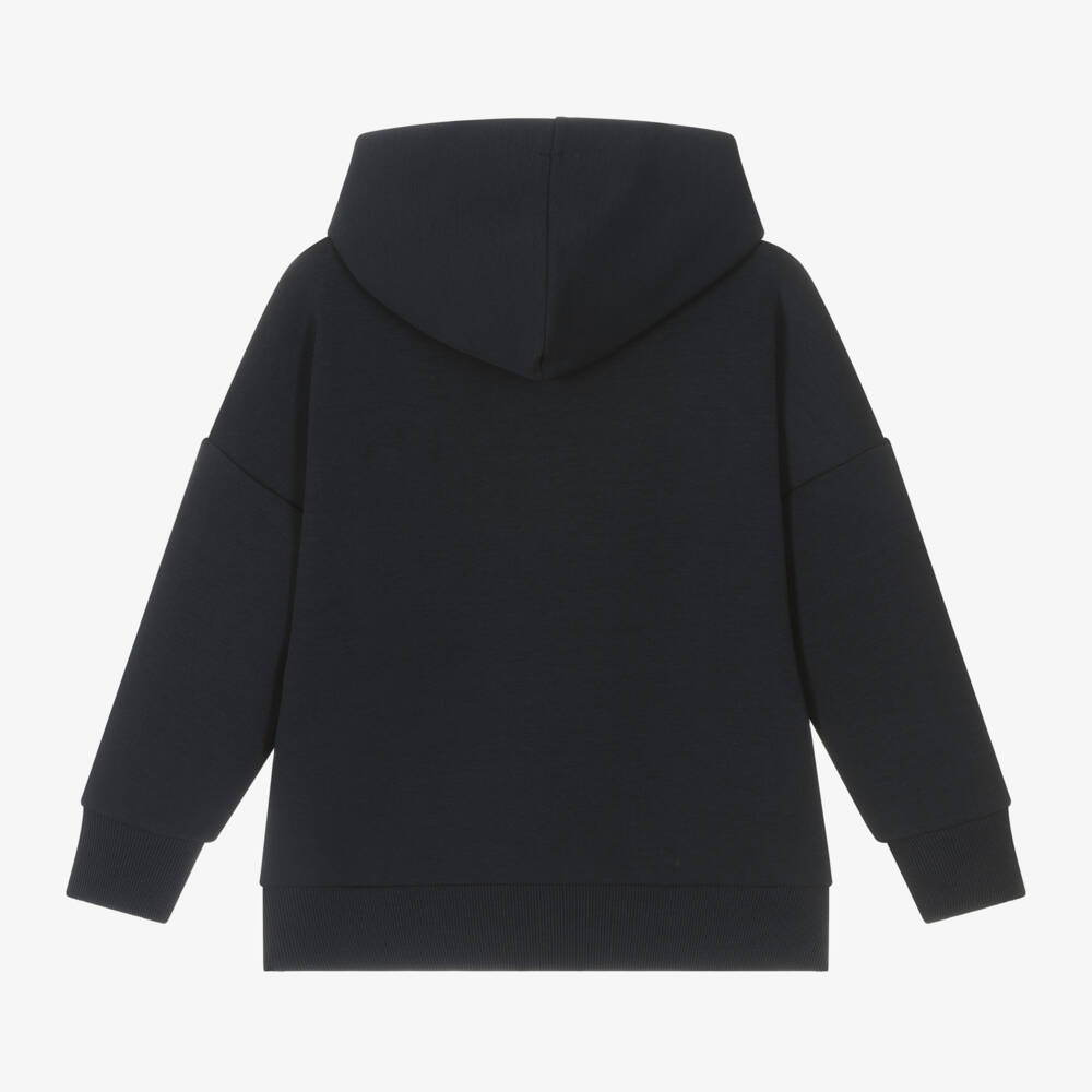 Emporio Armani-Boys Blue Iconic Emblem Cotton Hoodie | Childrensalon Outlet