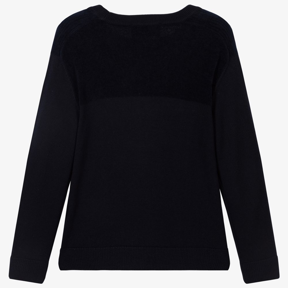 Emporio Armani - Boys Blue Knitted Wool Sweater