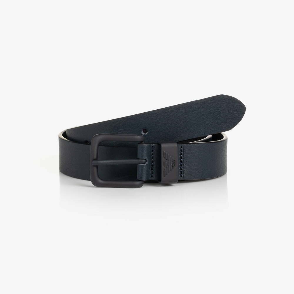 Emporio Armani - Boys Blue Leather Belt | Childrensalon