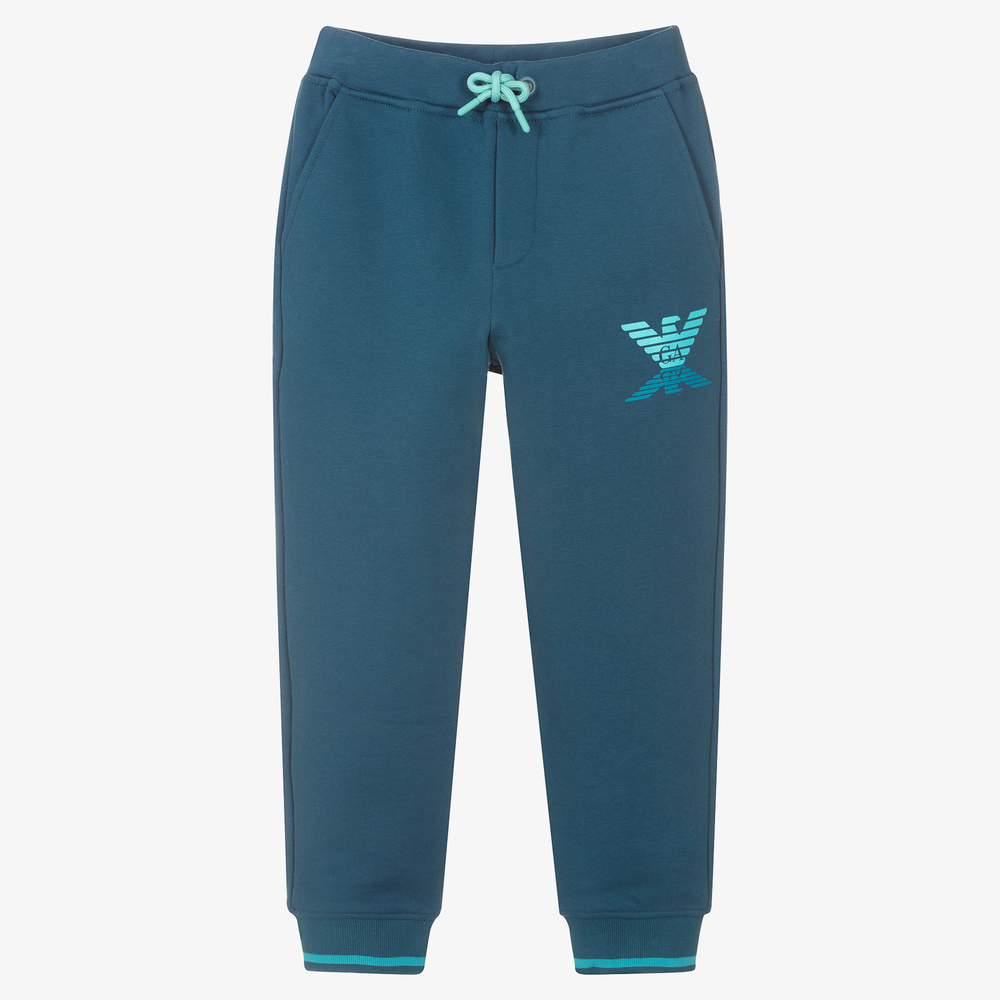 Emporio Armani - Boys Blue Logo Joggers | Childrensalon