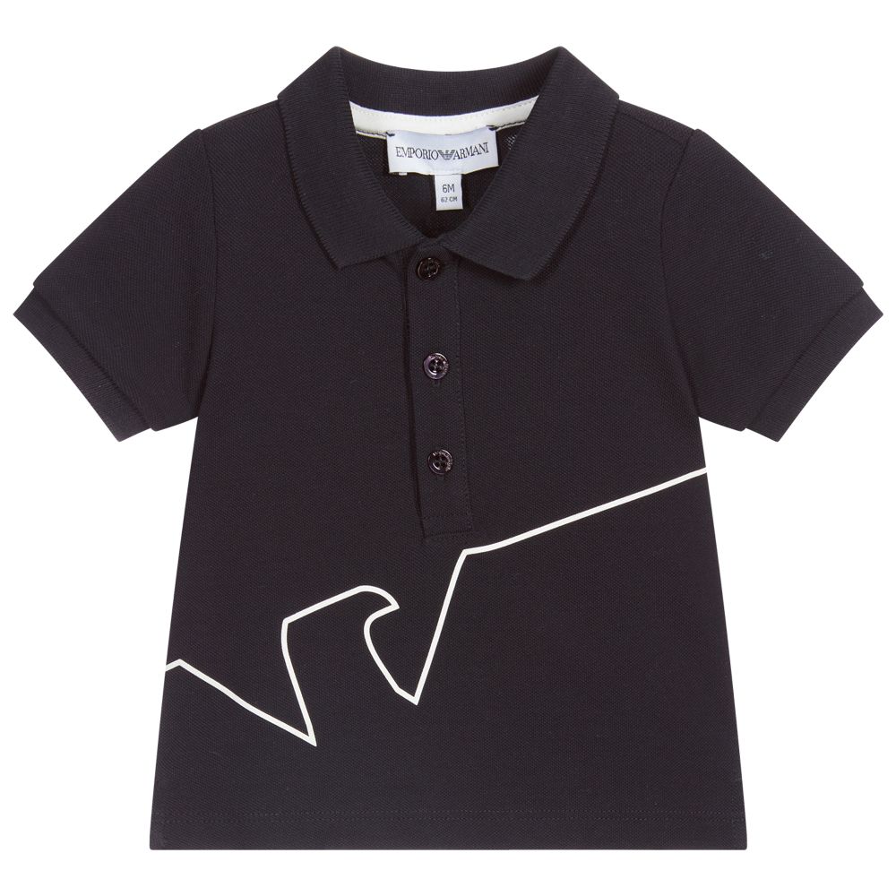 Emporio Armani-Boys Blue Logo Polo Shirt  | Childrensalon Outlet