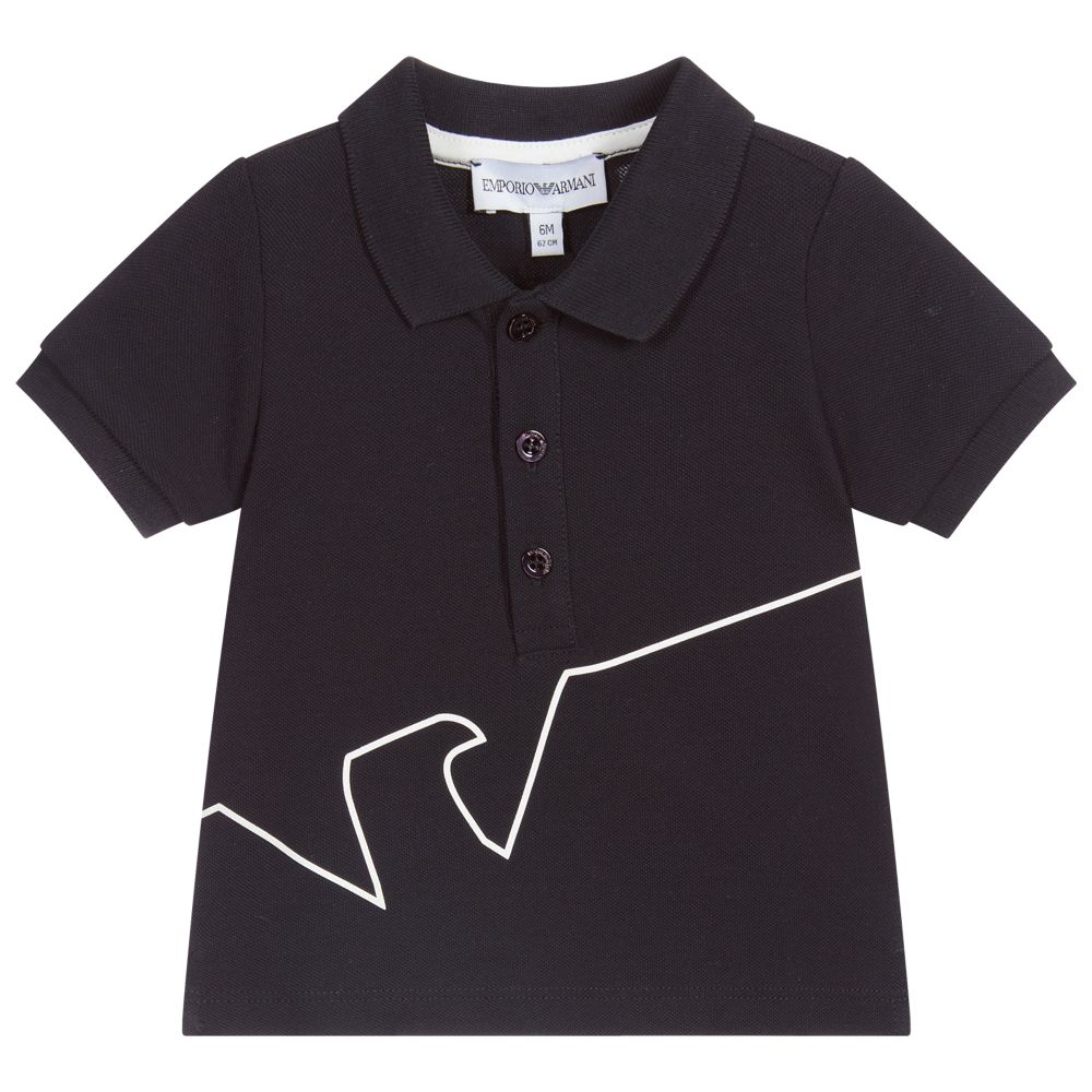 Emporio Armani - Polo bleu à logo Garçon  | Childrensalon