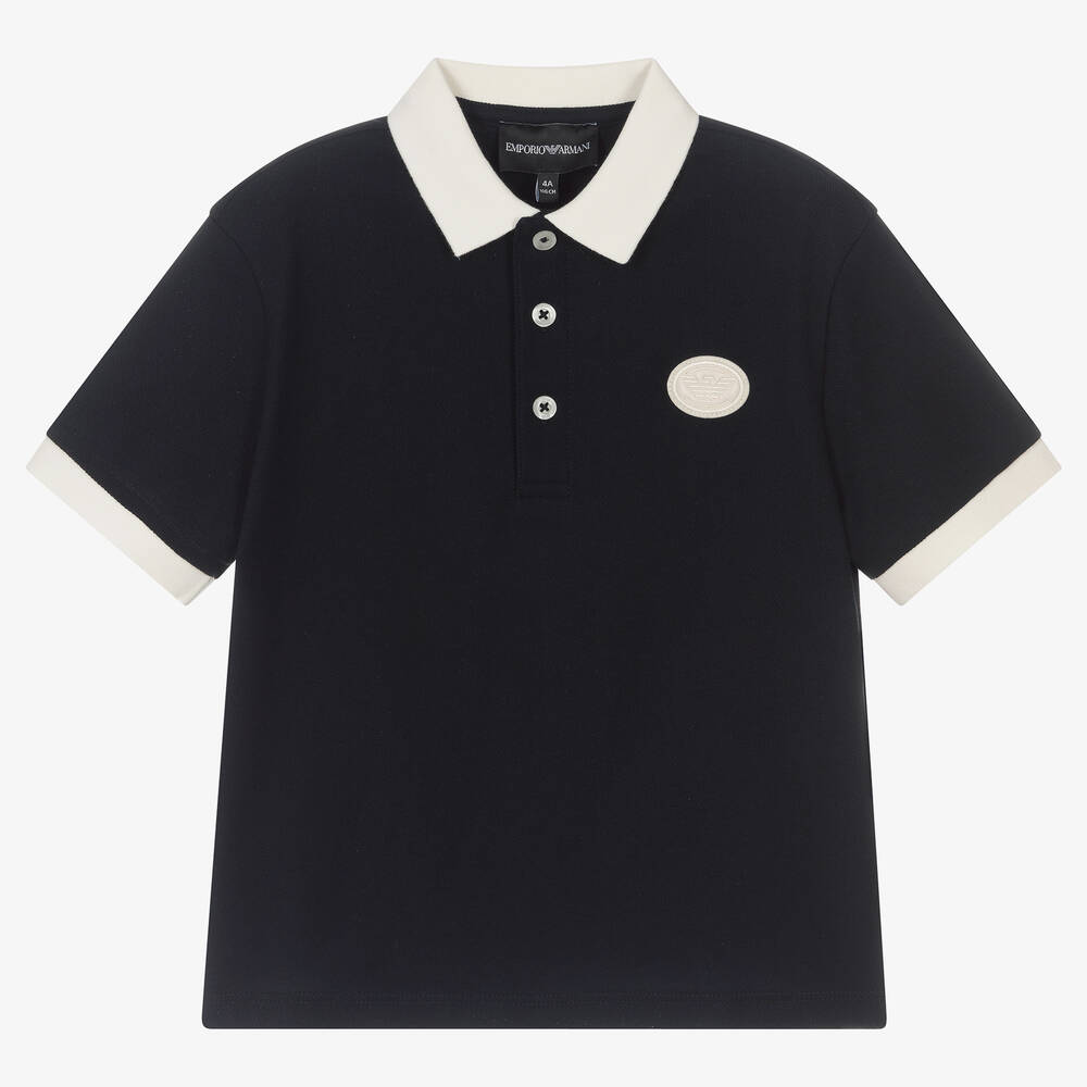 Emporio Armani - Синяя рубашка поло для мальчиков | Childrensalon