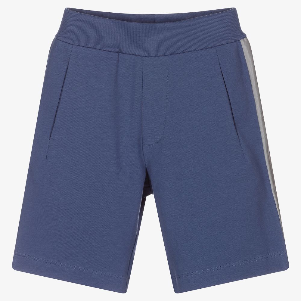 Emporio Armani - Boys Blue Logo Tape Shorts | Childrensalon