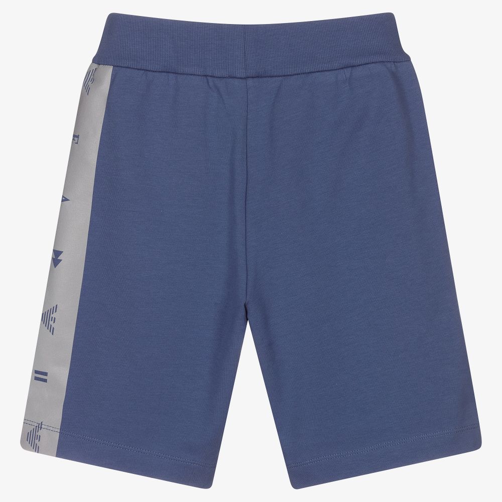 إEmporio Armani-شورت قطن جيرسي لون أزرق للأولاد | Childrensalon Outlet