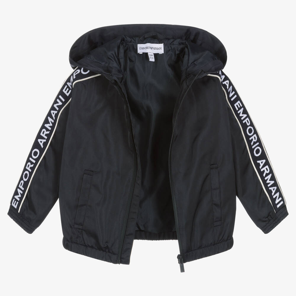 Emporio Armani Boys Blue Logo Windbreaker Jacket Childrensalon