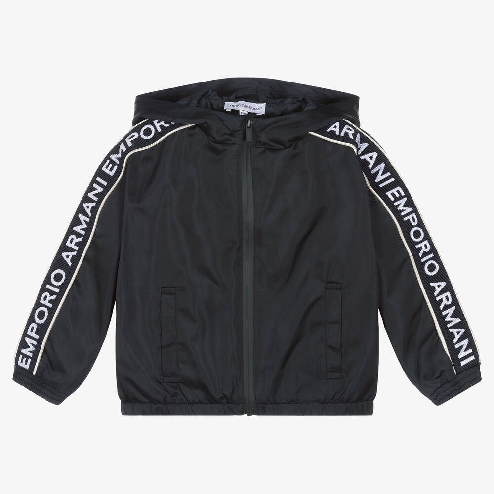 Emporio Armani - Boys Blue Logo Windbreaker Jacket | Childrensalon