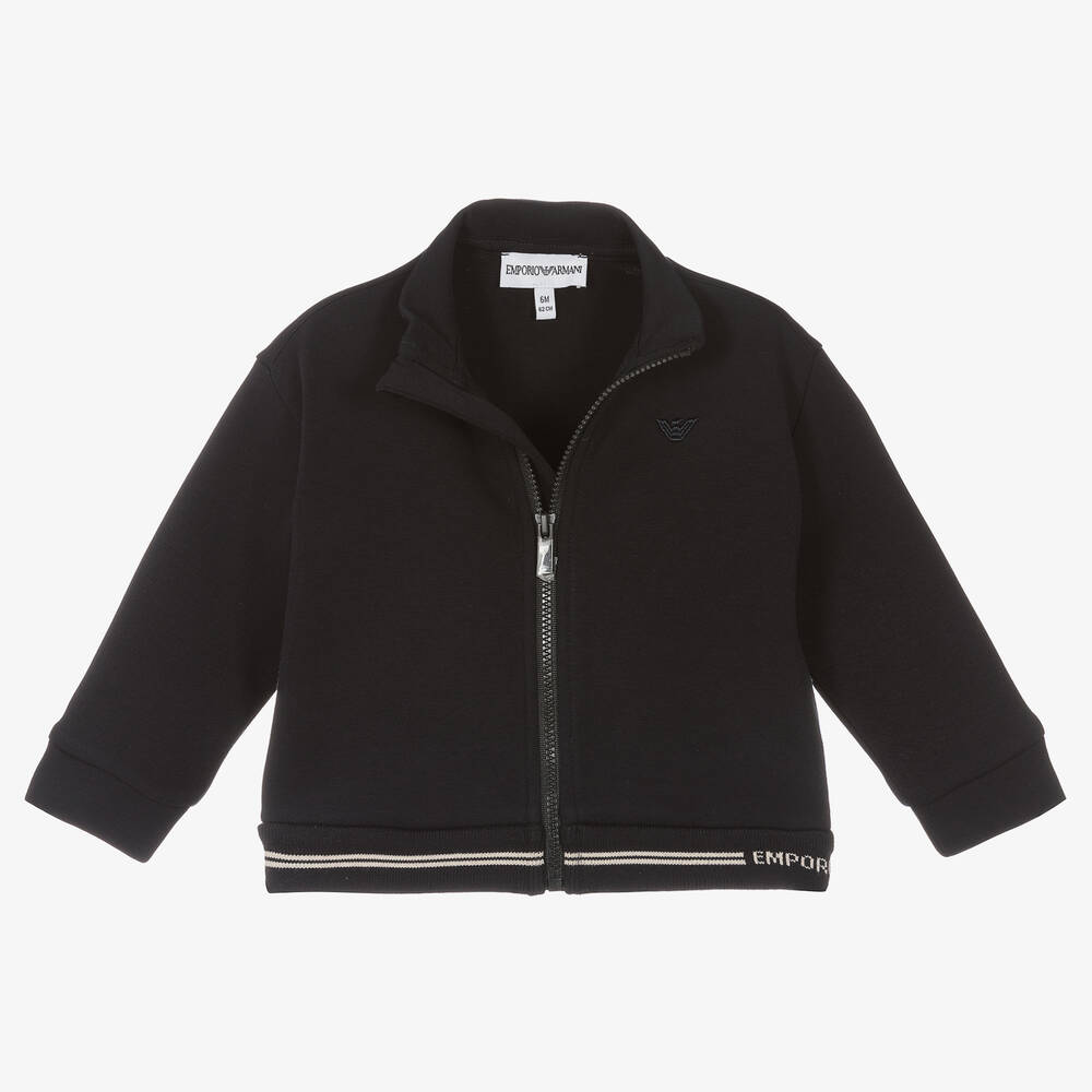 Emporio Armani-Boys Blue Milano Jersey Zip-Up Top | Childrensalon Outlet