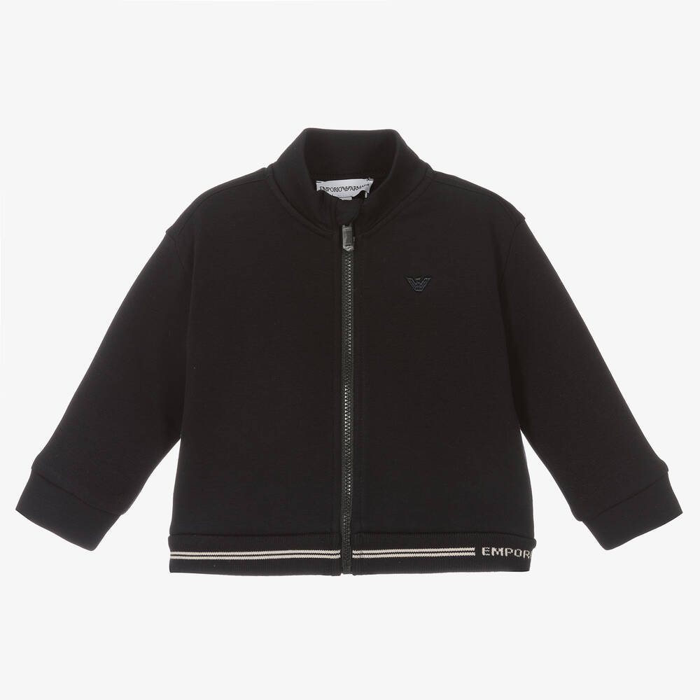 Emporio Armani-Boys Blue Milano Jersey Zip-Up Top | Childrensalon Outlet