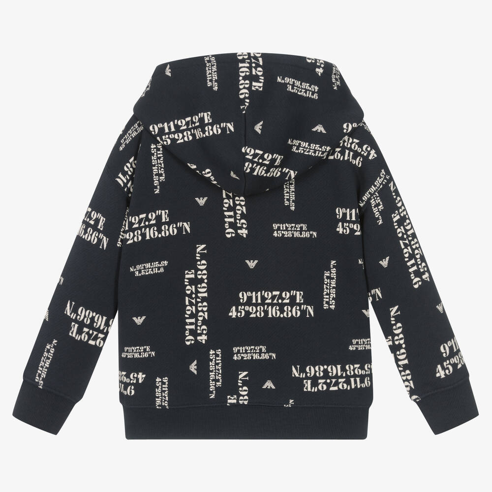 Emporio Armani-Boys Blue Organic Cotton Hoodie | Childrensalon Outlet