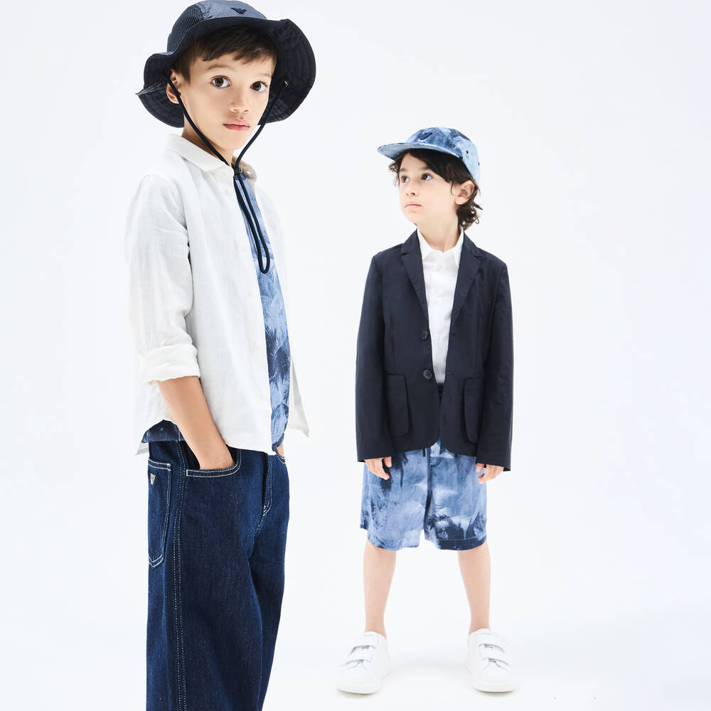 Emporio Armani-شورت ليوسيل لون كحلي للأولاد | Childrensalon Outlet