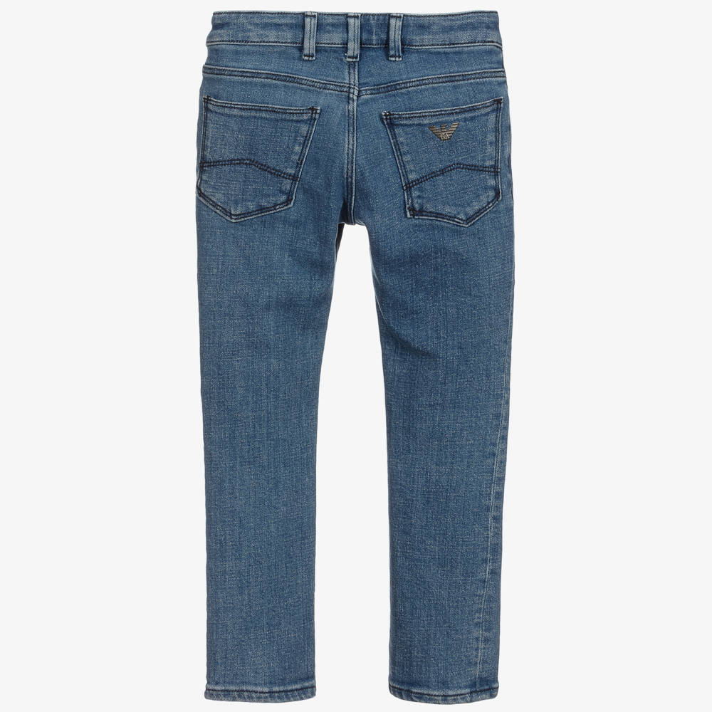 Emporio Armani-Boys Blue Regular Fit Jeans | Childrensalon Outlet