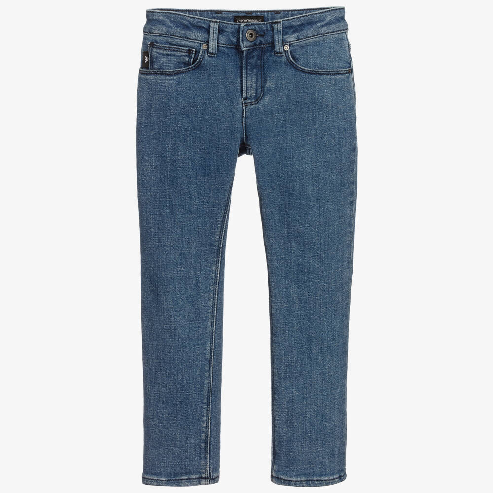 Emporio Armani-Boys Blue Regular Fit Jeans | Childrensalon Outlet