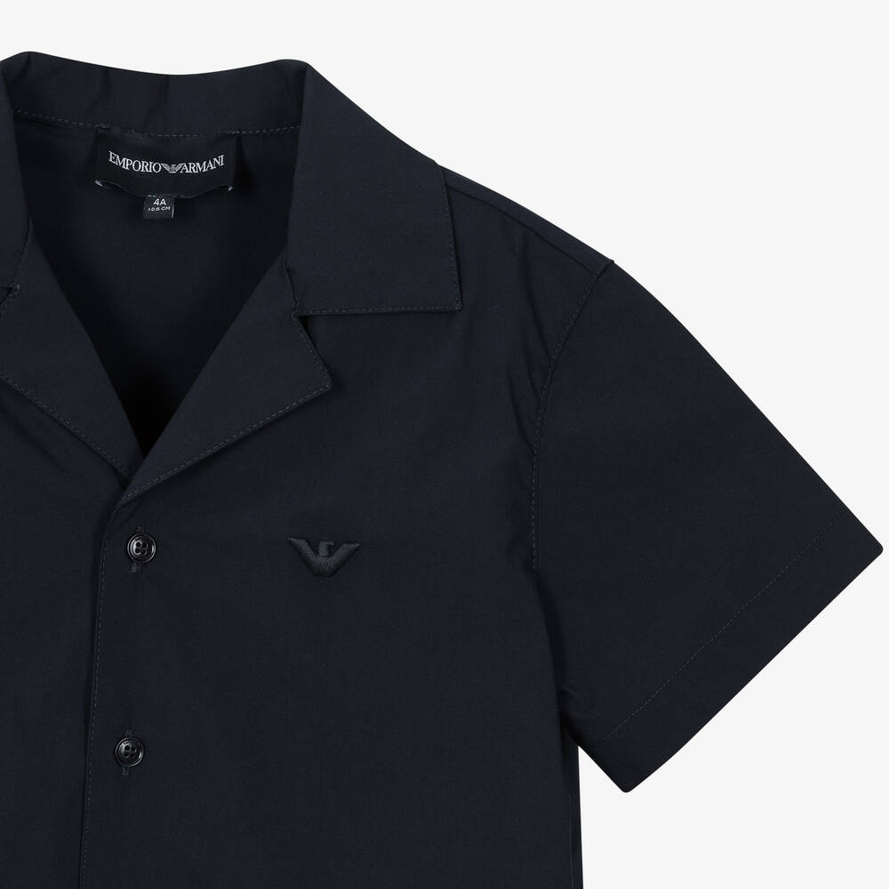 Emporio Armani-Boys Blue Shirt & Shorts Set | Childrensalon Outlet