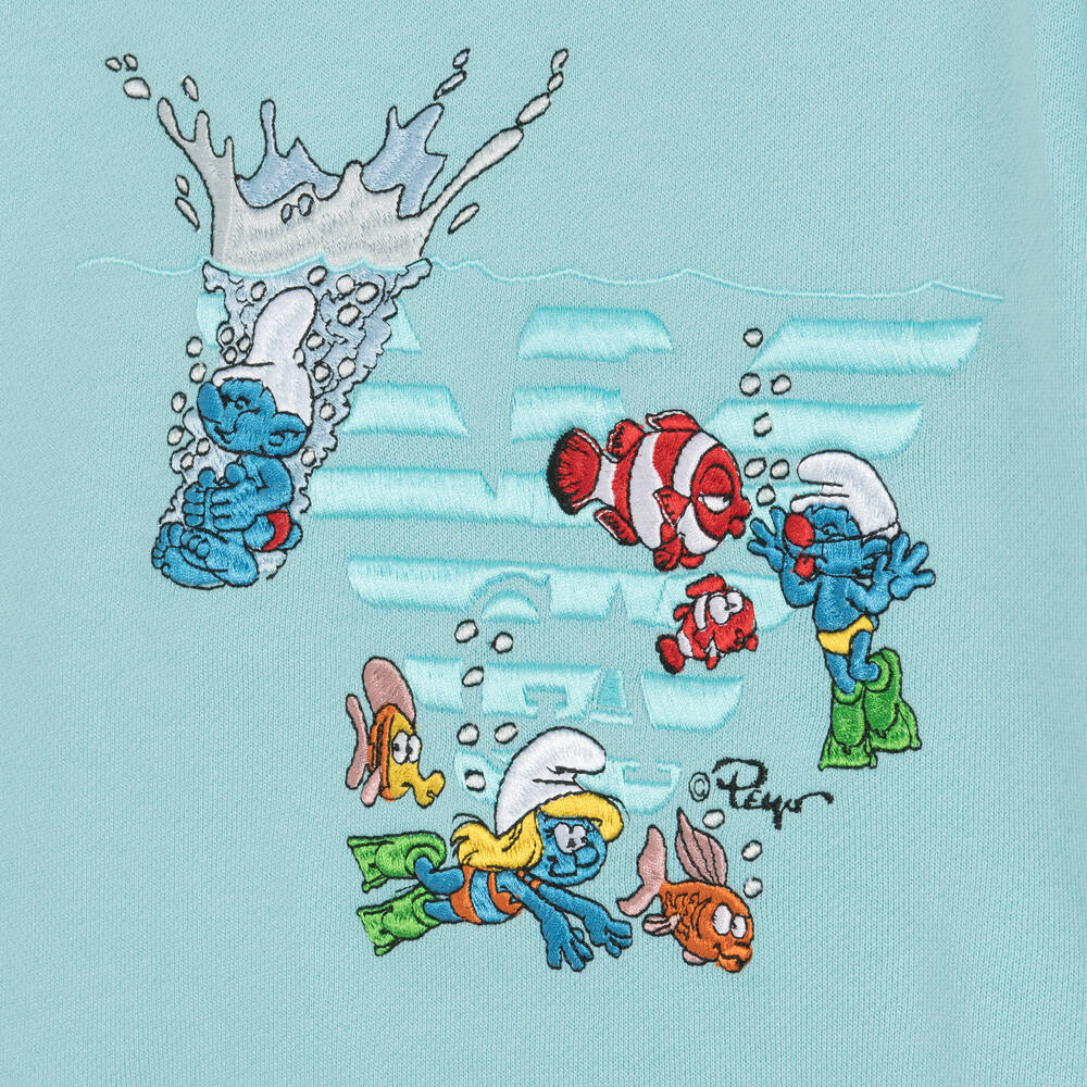 Emporio Armani-Boys Blue Smurf Cotton Sweatshirt | Childrensalon Outlet