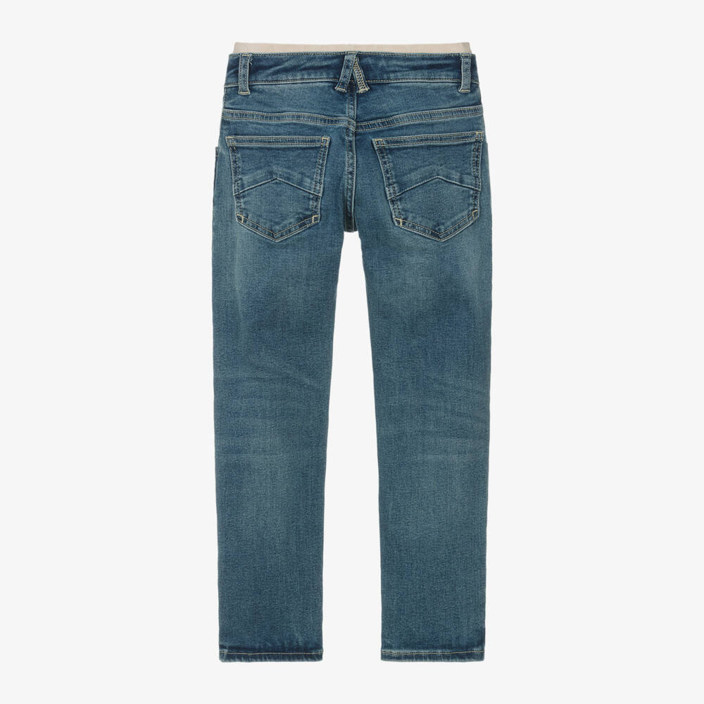 Emporio Armani-Boys Blue Stretchy Denim Trousers | Childrensalon Outlet
