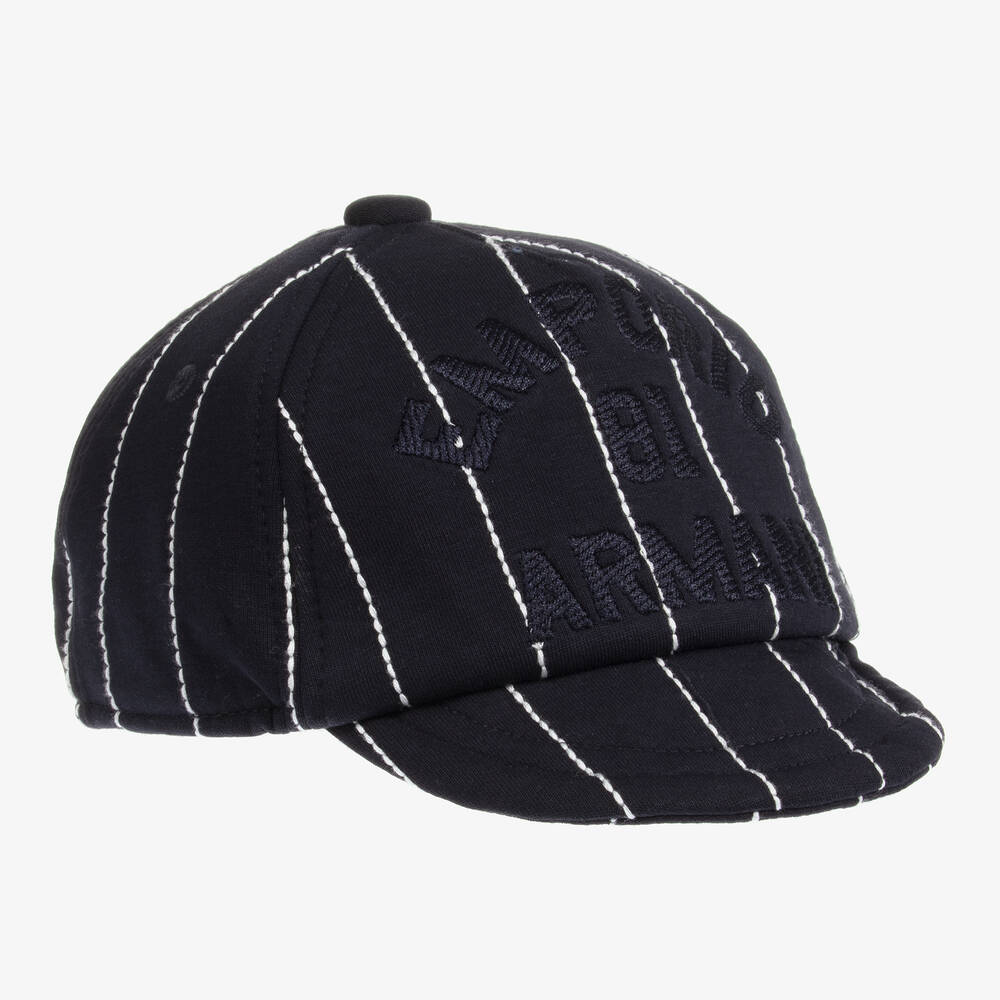 Emporio Armani - Streifen-Baseball-Baumwollcap blau | Childrensalon