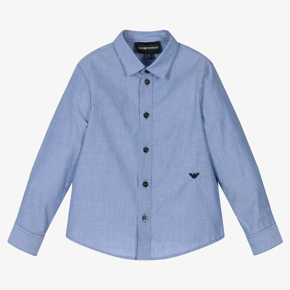 Emporio Armani - Голубая рубашка в полоску | Childrensalon