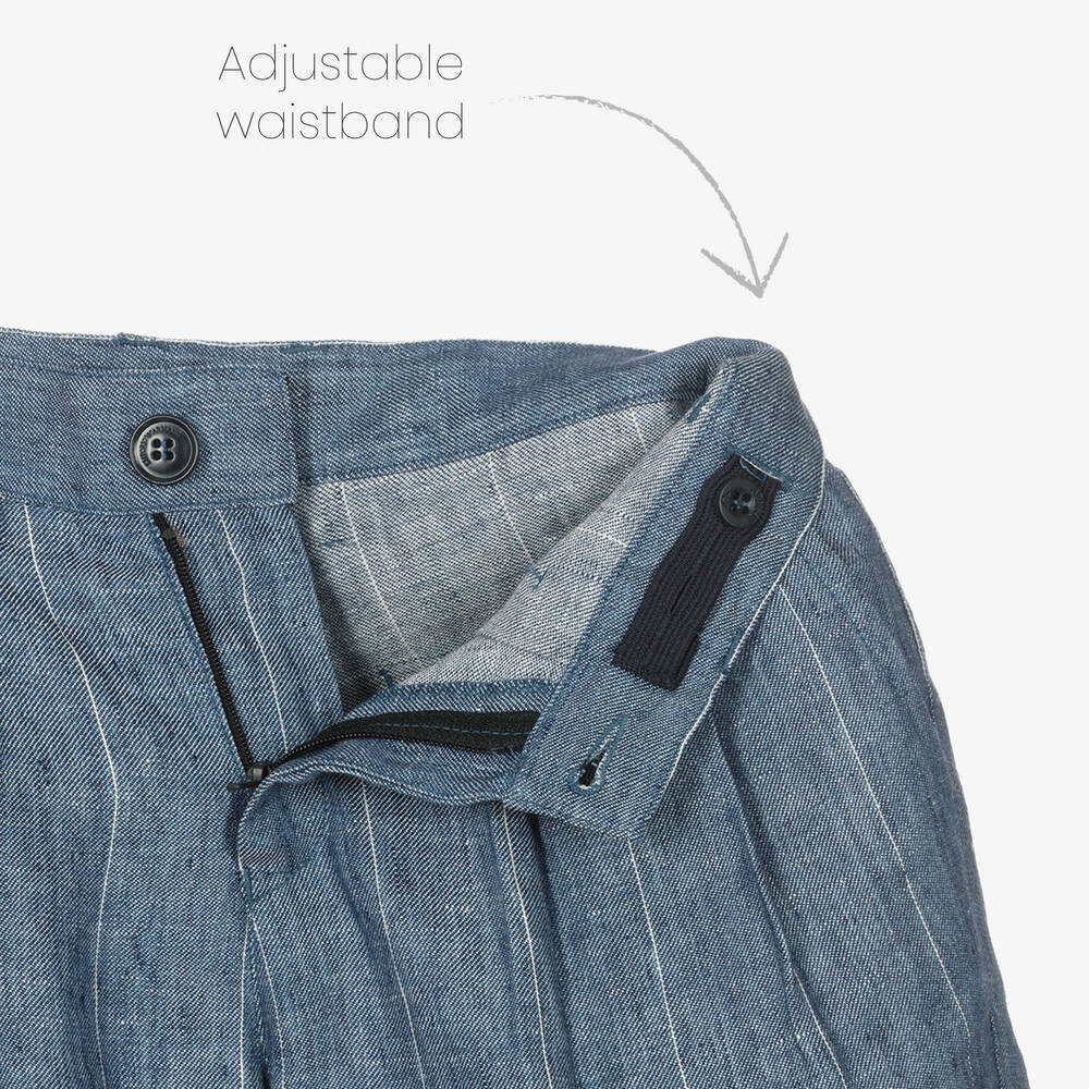 Emporio Armani-Синие льняные шорты для мальчиков | Childrensalon Outlet